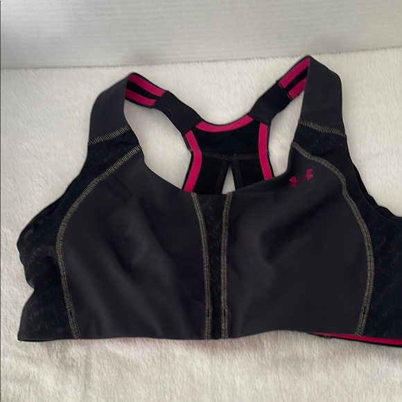 Under Armour Women's Black and Pink Sports Bra - Picture 1 of 5